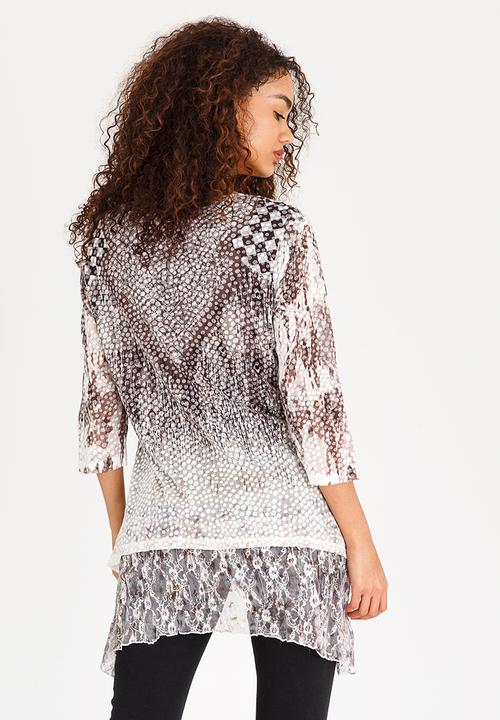 Revenge - Patterned Tunic Top Grey