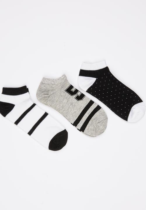 Pop Candy - Boys Printed 3 Pack Socks Grey