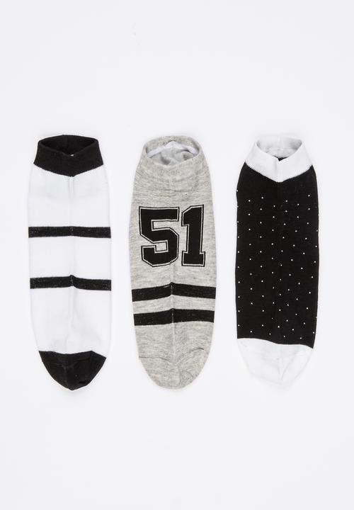 Pop Candy - Boys Printed 3 Pack Socks Grey