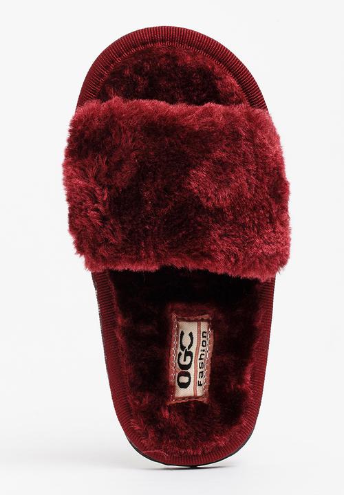 Pop Candy - Fluffy Slippers Burgundy