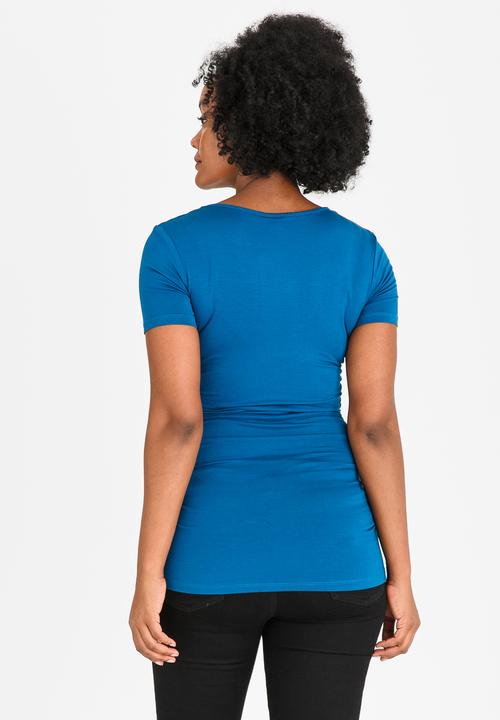 Cherry Melon - Side Gauge Short Sleeve Top Blue