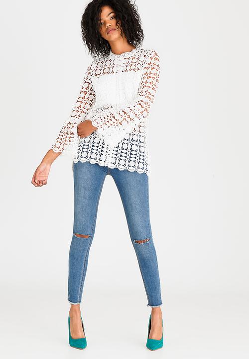 Revenge - Lace Detail Top White