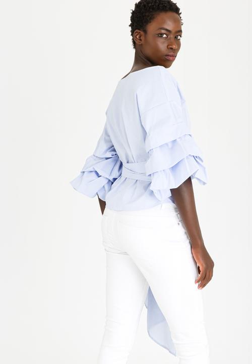 STYLE REPUBLIC - Ruched Sleeve Blouse Blue