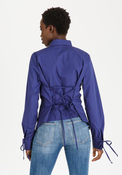 STYLE REPUBLIC - Back Lace-up Shirt Navy