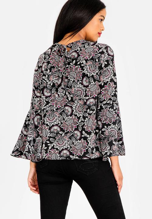 edit - Loose fit bell sleeves blouse - multi