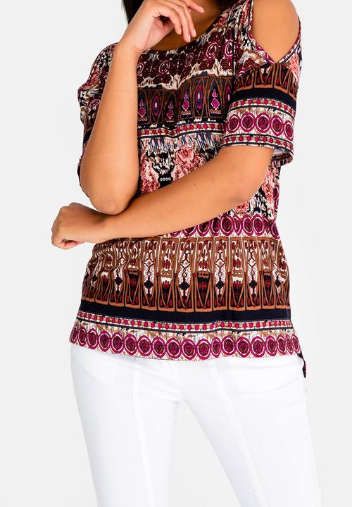 edit - Cold Shoulder Tee Multi-colour