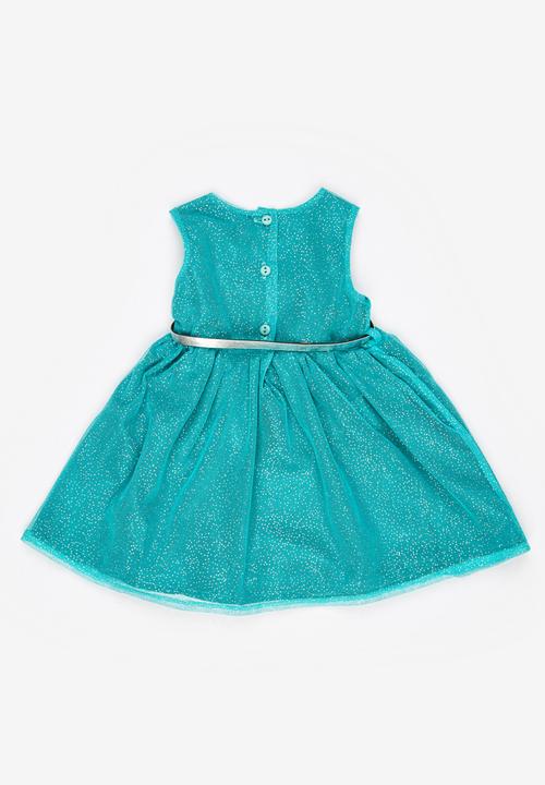 Twin Clothing - Glitter Dress with Belt Aqua