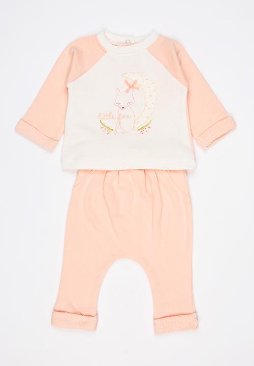 Baby Corner - French Terry Harem Pants Set Multi-colour