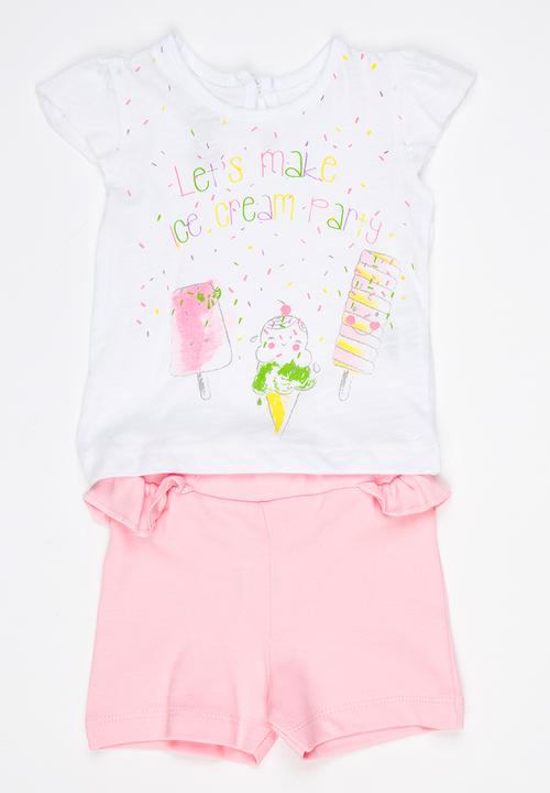 Baby Corner - 2 Piece T-shirt Short Set Multi-colour