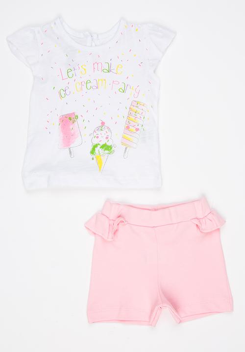 Baby Corner - 2 Piece T-shirt Short Set Multi-colour