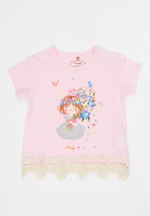 Soobe - Short Sleeve Printed  Tee Pale Pink