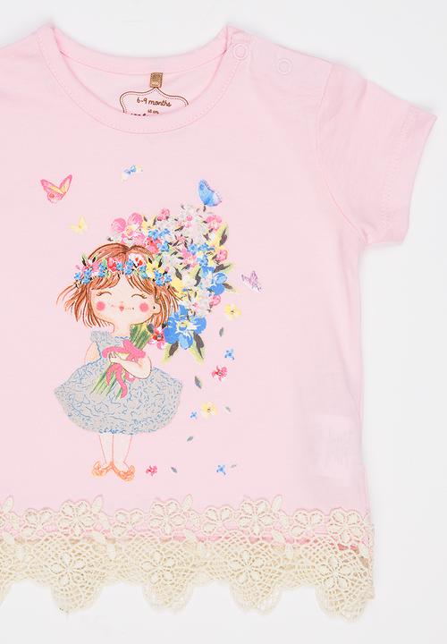 Soobe - Short Sleeve Printed  Tee Pale Pink