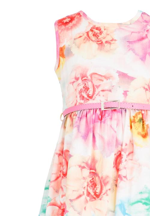 Twin Clothing - Floral Stripe Dress Multi-colour