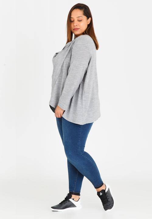 edit Plus - Overlap Cardi Grey