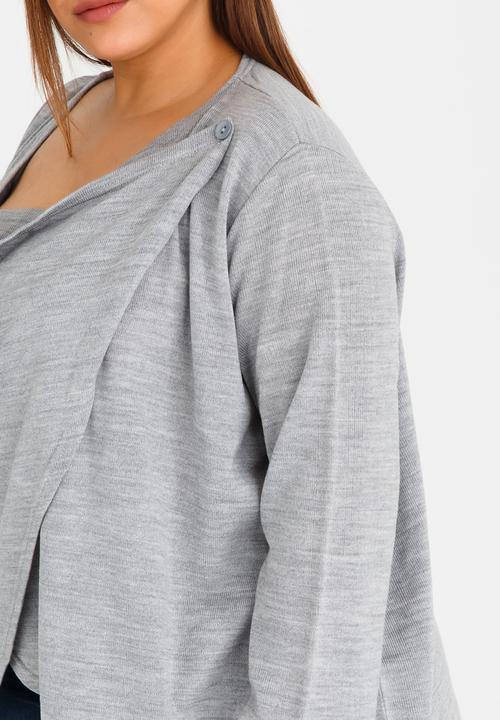 edit Plus - Overlap Cardi Grey