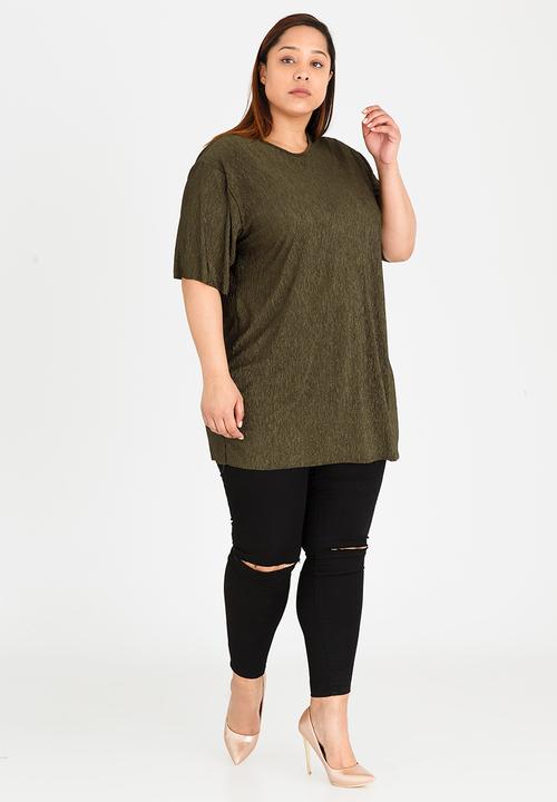 c(inch) Plus - Plisse Tunic Dark Green