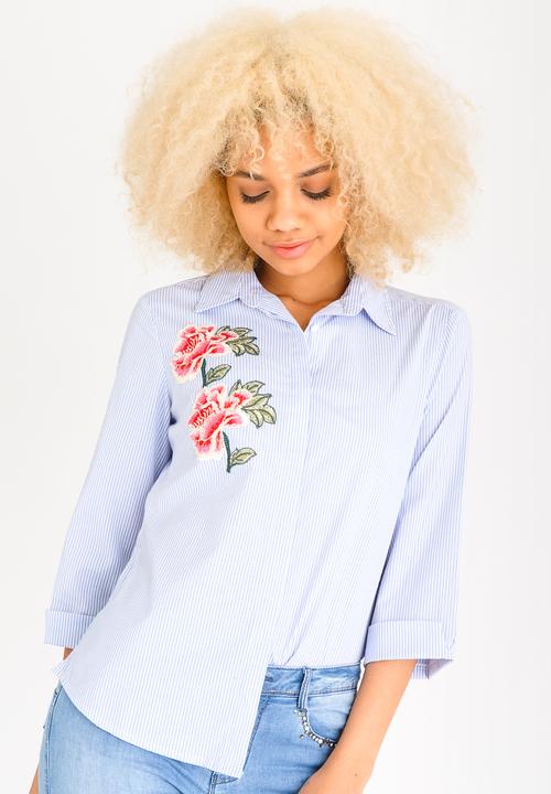 SISSY BOY - Summer Heights Embroidered Shirt Blue and White