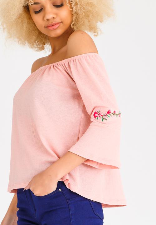 SISSY BOY - Say Cheese Gypsy Top with  Floral Detail Pale Pink