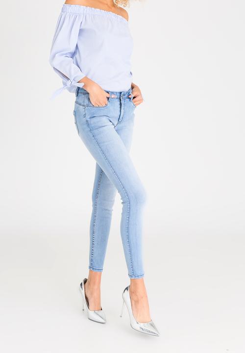 SISSY BOY - Axel Mid Rise Skinny with Bling Profile Pale Blue
