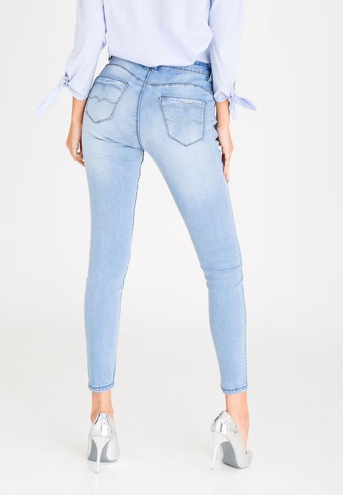 SISSY BOY - Axel Mid Rise Skinny with Bling Profile Pale Blue