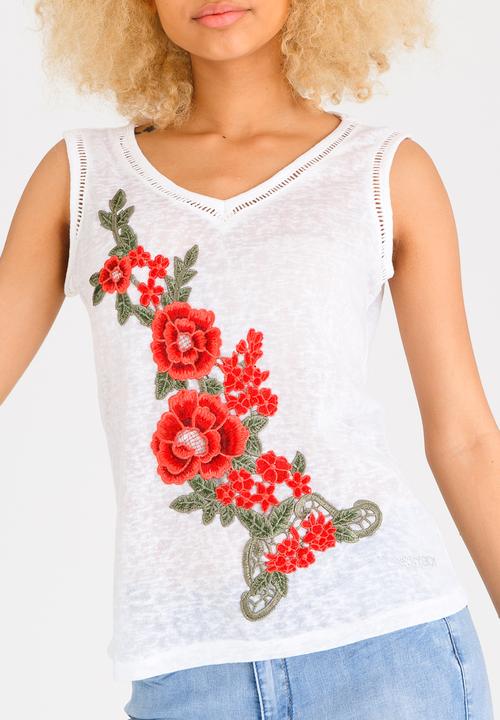 SISSY BOY - Rosie Embroidered Vest White