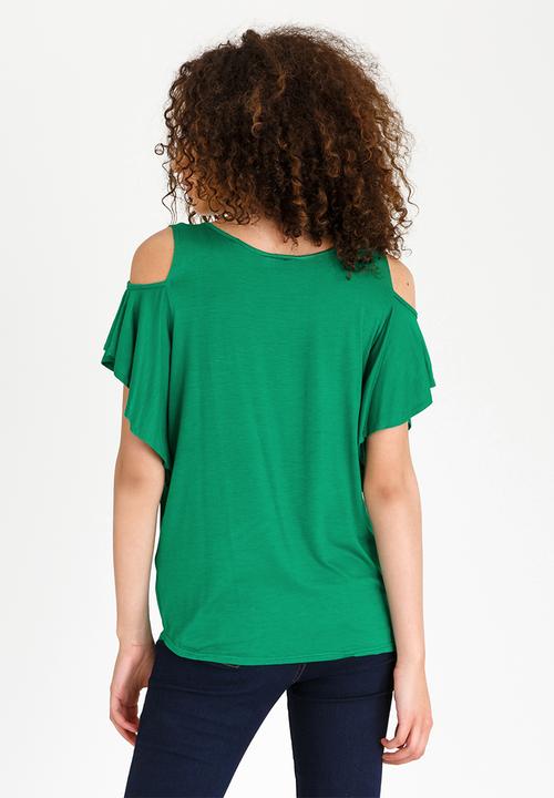 edit - Cold-shoulder Top Green
