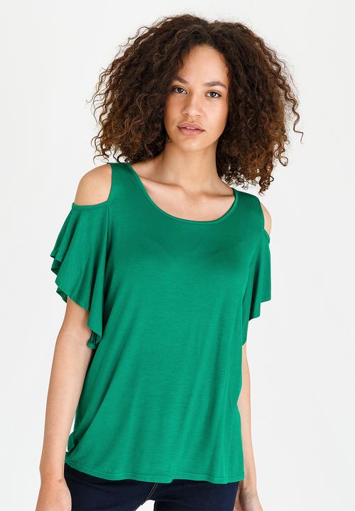edit - Cold-shoulder Top Green