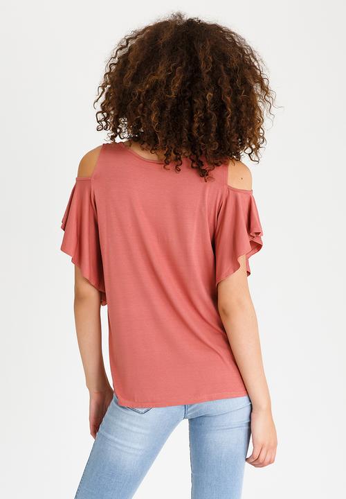 edit - Cold-shoulder Top Pale Pink