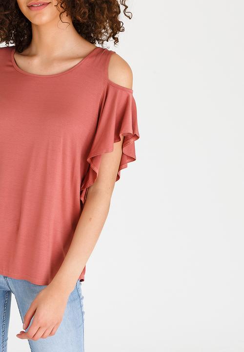 edit - Cold-shoulder Top Pale Pink