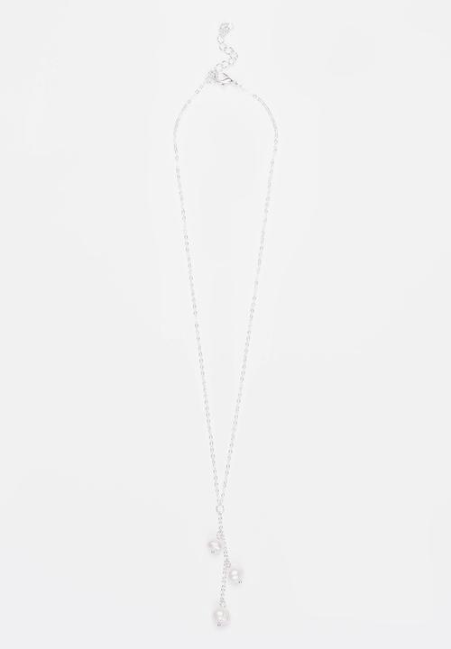Jewels and Lace - Pearl Drop Necklace Silver