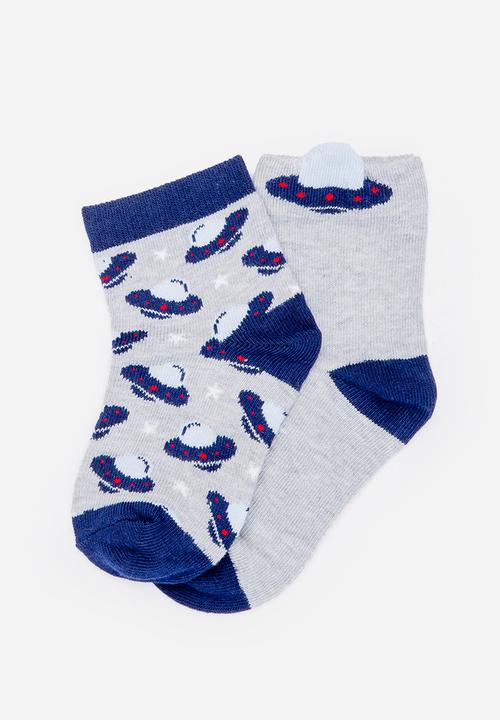 MINOTI - 2 Pack Space Design Ankle Socks Multi-colour