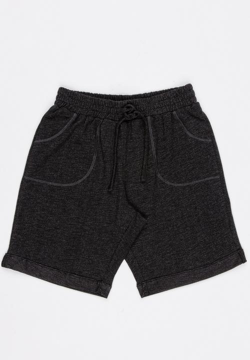 Rebel Republic - Knit Pull On Shorts Charcoal