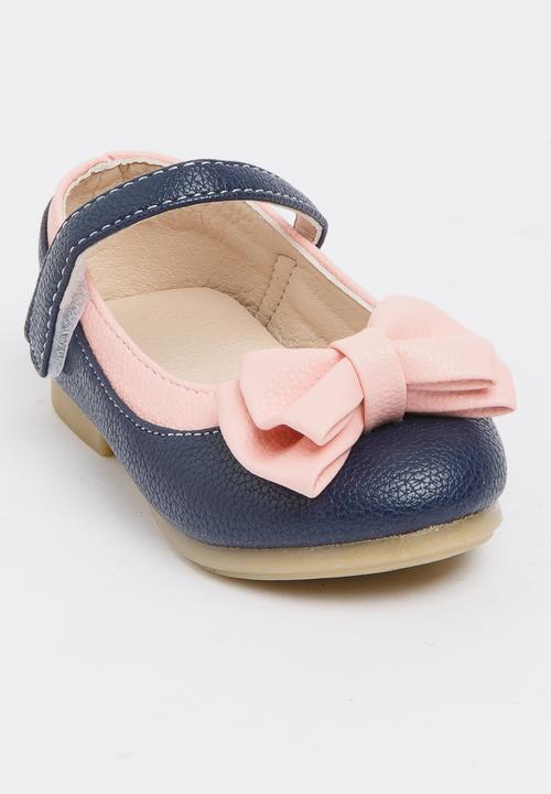 Pop Candy - Two Tone Pumps with Bow Navy
