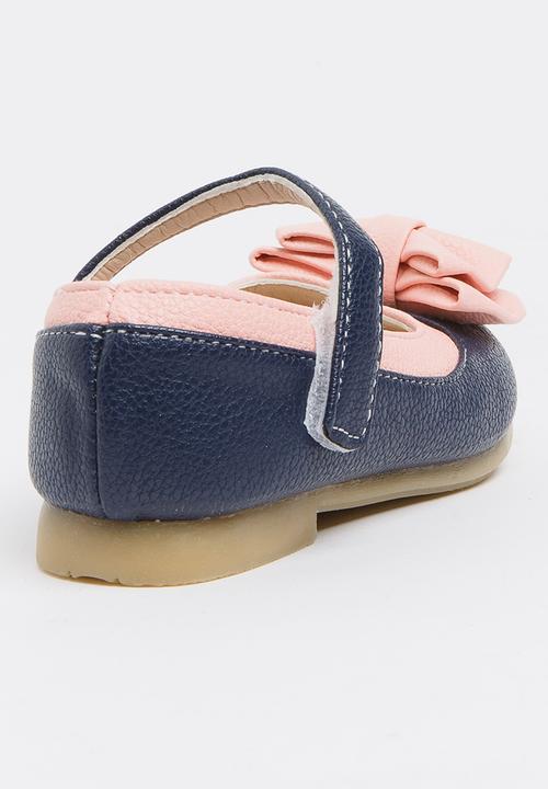 Pop Candy - Two Tone Pumps with Bow Navy