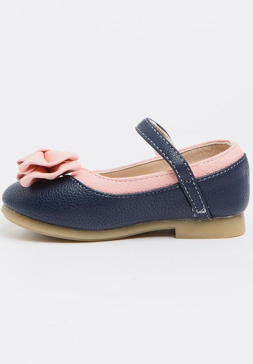 Pop Candy - Two Tone Pumps with Bow Navy