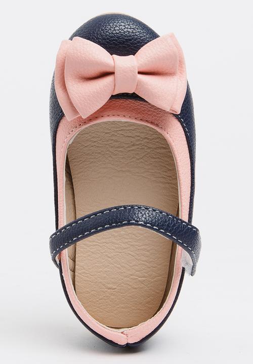 Pop Candy - Two Tone Pumps with Bow Navy