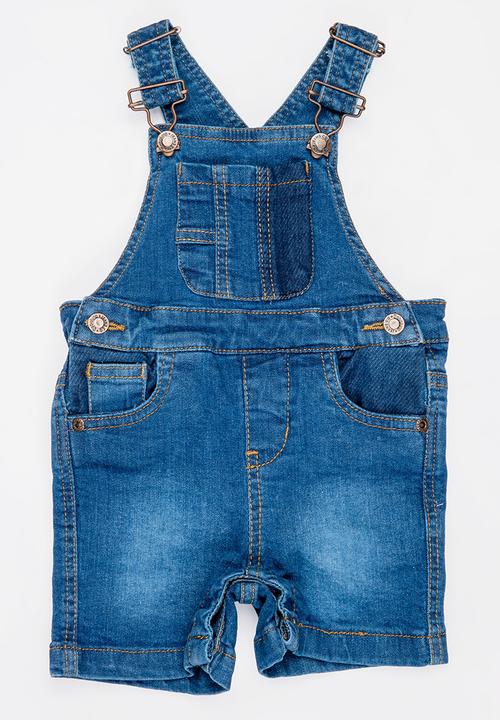 MINOTI - Tide Denim Colour-block Bibshort Dungaree Blue