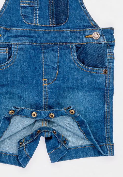 MINOTI - Tide Denim Colour-block Bibshort Dungaree Blue