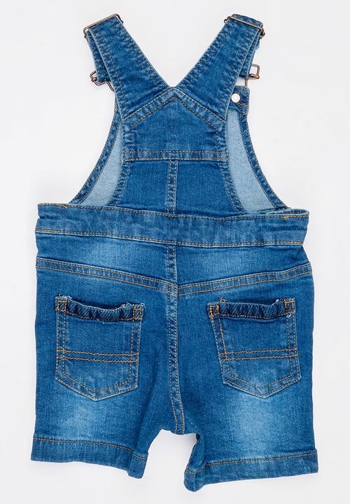 MINOTI - Tide Denim Colour-block Bibshort Dungaree Blue