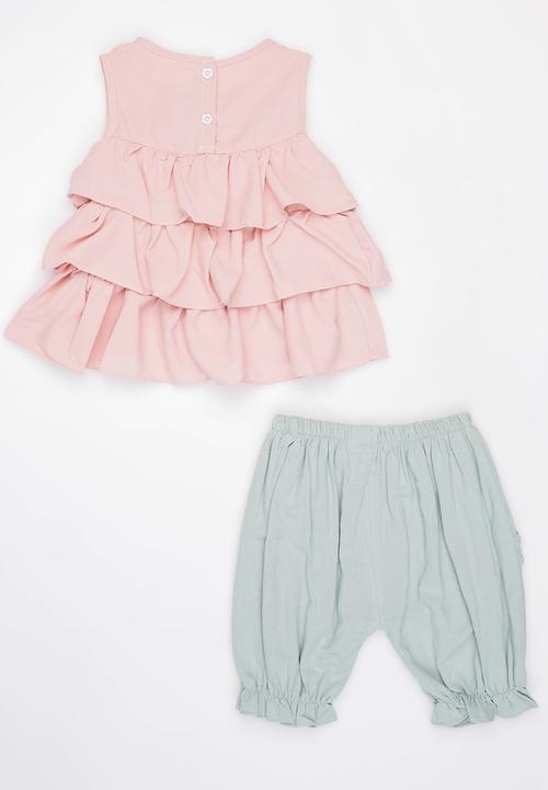Pop Candy - Blouse and short set - pink & grey 
