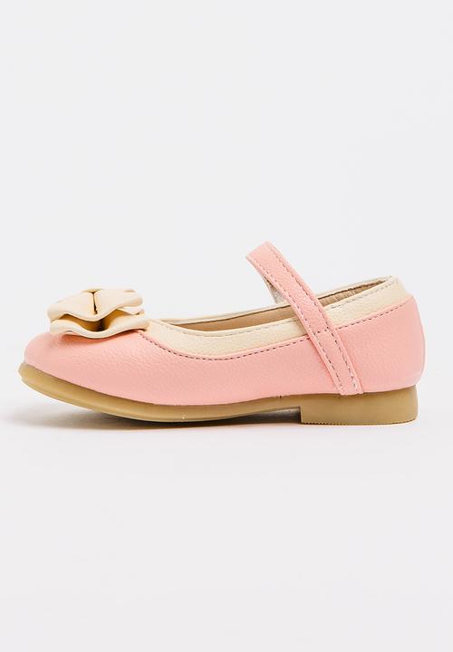 Pop Candy - Two Tone Pump With Bow Pale Pink