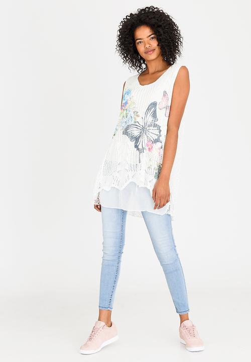 Revenge - Butterfly Print Tank White