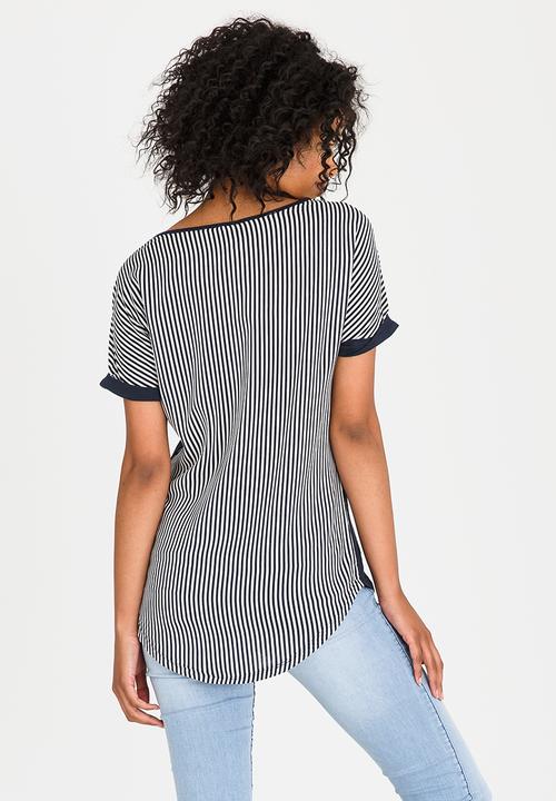 JEEP - Striped Shoulder Tee Navy