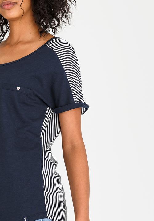 JEEP - Striped Shoulder Tee Navy