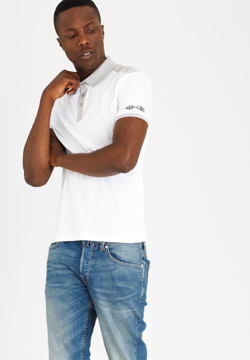 GUESS - Two Colour Panel Polo White
