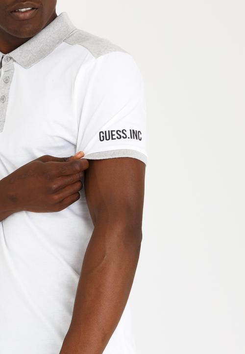 GUESS - Two Colour Panel Polo White