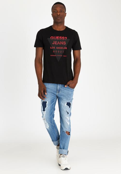 GUESS - Basic Maze Tri Logo Tee Black