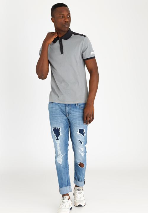 GUESS - Two Colour Panel Polo Grey