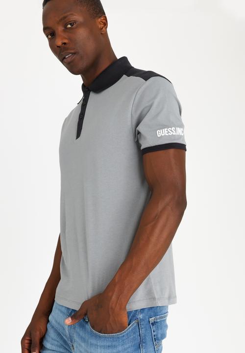 GUESS - Two Colour Panel Polo Grey
