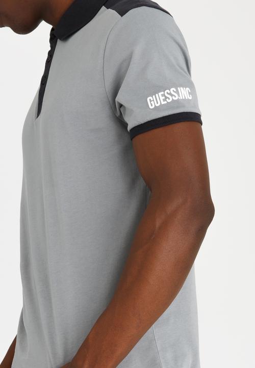 GUESS - Two Colour Panel Polo Grey